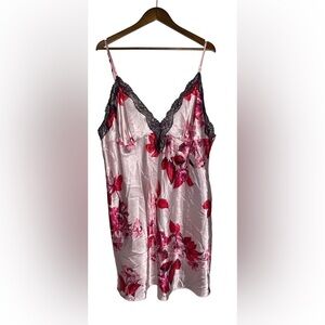 Lilac+London Satin Floral Babydoll Chemise‎ Women 3X Lace Trim Relax Fit